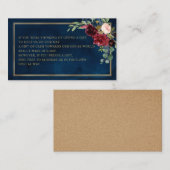 Bourgogne Bloemenmarine bruiloft goed wensen Informatiekaartje (Voorkant / Achterkant)