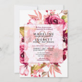 Bourgogne Bloemenplein Lijst bruiloft uitnodiging (Voorkant)