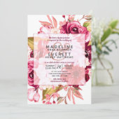 Bourgogne Bloemenplein Lijst bruiloft uitnodiging (Staand voorkant)