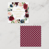 Bourgogne bloemenquinceañera Diner & Danskaart Informatiekaartje (Voorkant / Achterkant)
