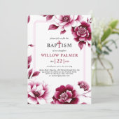 Bourgogne bloemenrand, drievoudig grensmeisje Doop Kaart (Staand voorkant)