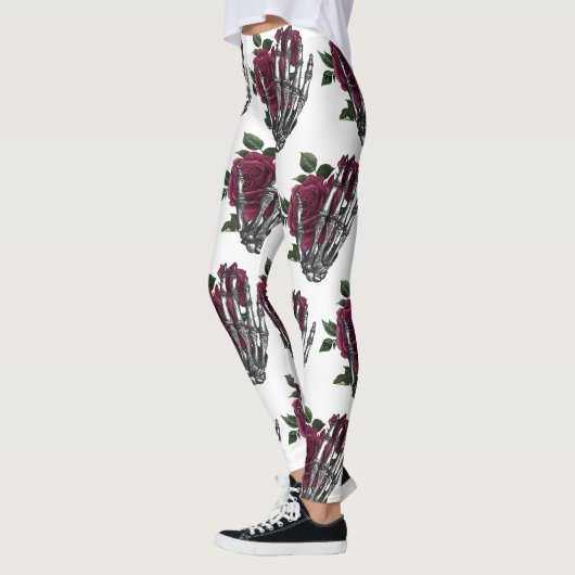 Bourgogne Bloemenskelet Hand Gotisch Leggings (Links)