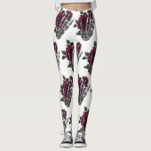 Bourgogne Bloemenskelet Hand Gotisch Leggings (Voorkant)