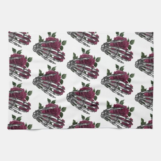 Bourgogne Bloemenskelet Hand Gotisch Theedoek (Horizontaal)