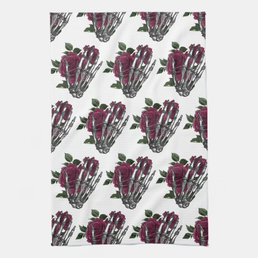 Bourgogne Bloemenskelet Hand Gotisch Theedoek (Verticaal)