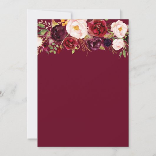 Bourgogne bloemenverpleegkunde afstudeerfeest kaart (Achterkant)