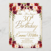 Bourgogne Bloemenverrassing 30e verjaardag Kaart (Voorkant / Achterkant)