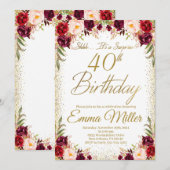 Bourgogne Bloemenverrassing 40e verjaardag Kaart (Voorkant / Achterkant)