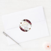 Bourgogne Bloemenvlinders Prinses Gouden Favor Ronde Sticker (Envelop)