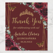 Bourgogne Bloemenvlinders Prinses Gouden Favor Wijn Etiket (Enkel label)