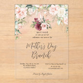 Bourgogne Bloemenwijn Moederdag Brunch Invitatio Acryl Uitnodigingen (Voorkant)