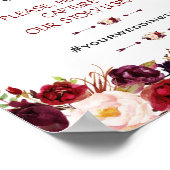 Bourgogne Bloemgewei Oh Snap Instagram Sign Poster (Hoek)