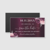 Bourgogne bloemige 50e verjaardag Save the Date ma (Voorkant / Achterkant)