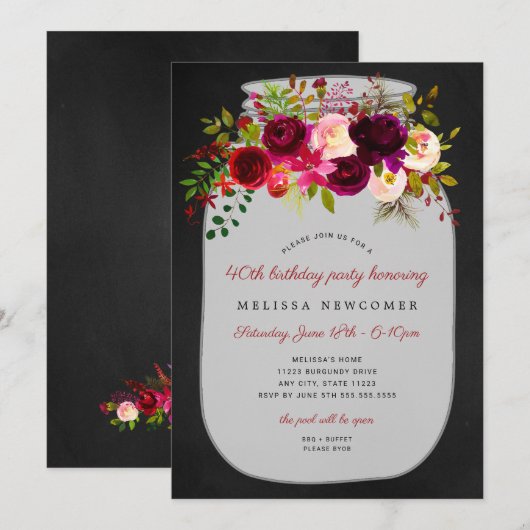 Bourgogne Bloemmetselaar pot verjaardagsfeestje no Kaart (Voorkant / Achterkant)