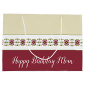 Bourgogne bloemmotief groot cadeauzakje (Achterkant)