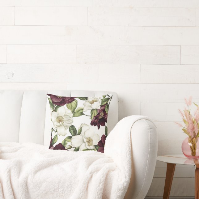 Bourgogne bloemmotief kussen (Bank)