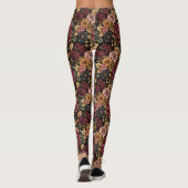 Bourgogne bloemmotief leggings (Achterkant)