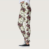 Bourgogne bloemmotief leggings (Links)