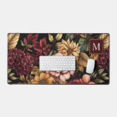 Bourgogne bloemmotief monogram bureaumat (Keyboard & Muis)