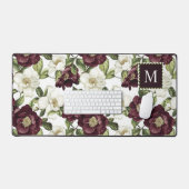 Bourgogne bloemmotief monogram bureaumat (Keyboard & Muis)
