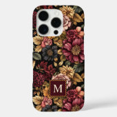 Bourgogne bloemmotief monogram Case-Mate iPhone case (Achterkant)