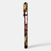 Bourgogne bloemmotief monogram Case-Mate iPhone case (Achterkant / Links)