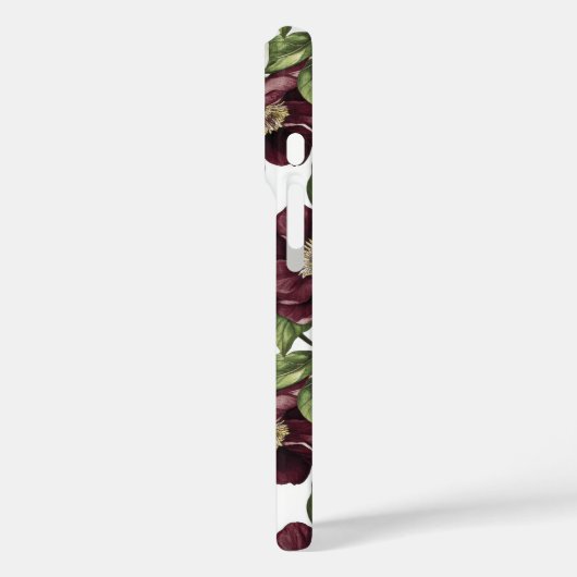 Bourgogne bloemmotief monogram Case-Mate iPhone case (Achterkant / Links)