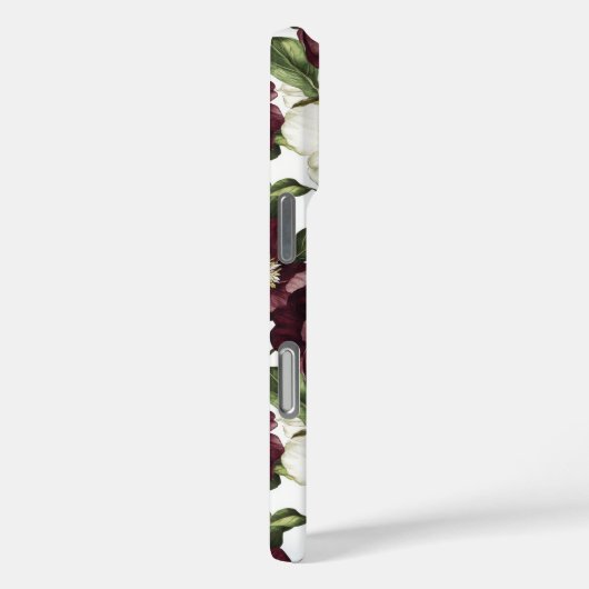 Bourgogne bloemmotief monogram Case-Mate iPhone case (Achterkant / Rechts)