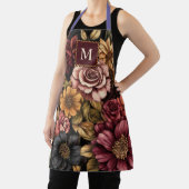 Bourgogne bloemmotief monogram Schort (Insitu)