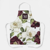 Bourgogne bloemmotief monogram Schort (Voorkant)