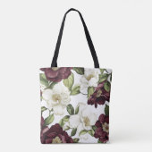 Bourgogne bloemmotief monogram Schort Tote Bag (Achterkant)