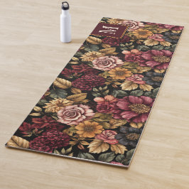 Bourgogne bloemmotief monogram yogamat