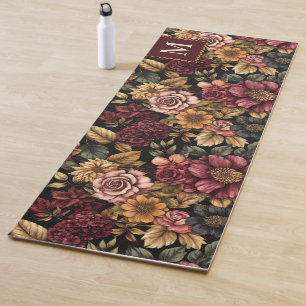 Bourgogne bloemmotief monogram yogamat