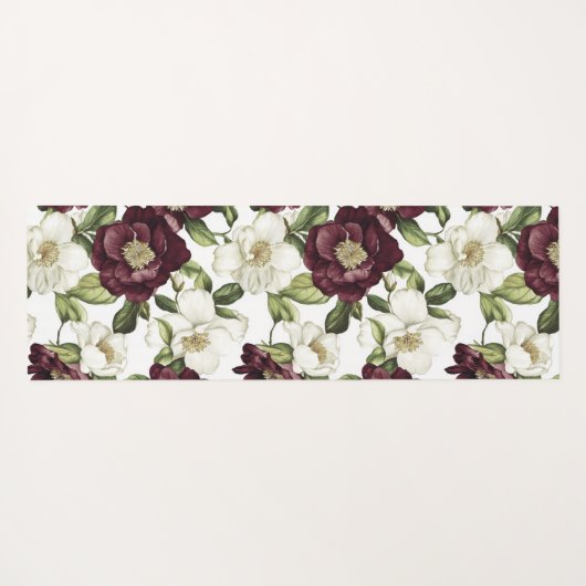 Bourgogne bloemmotief monogram yogamat (Achterkant (horizontaal))