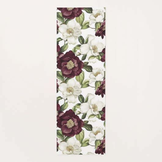 Bourgogne bloemmotief monogram yogamat (Achterkant)