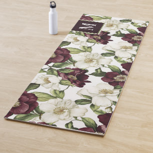 Bourgogne bloemmotief monogram yogamat