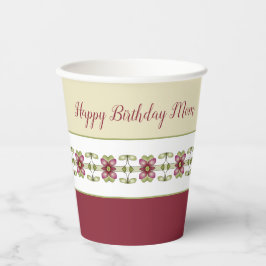 Bourgogne bloemmotief papieren bekers