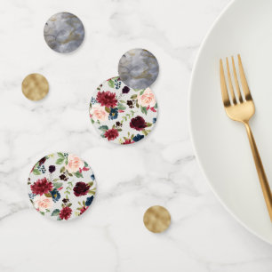 Bourgogne Bloempatroon Faux Goud en Marmeren Parti Confetti