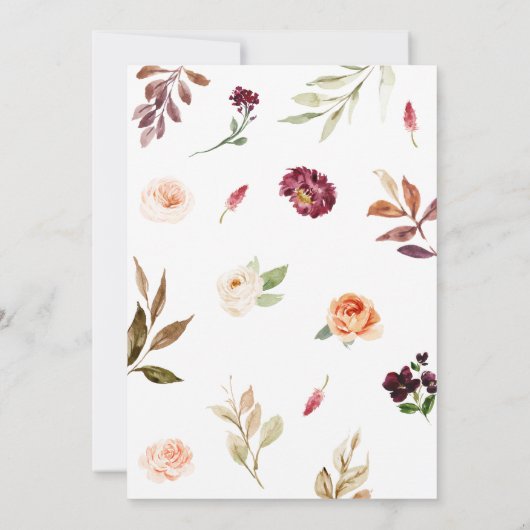 Bourgogne bloempompoen Baby shower Kaart (Achterkant)