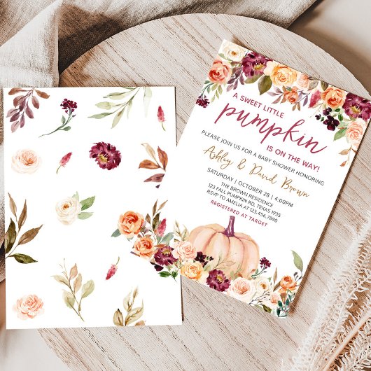 Bourgogne bloempompoen Baby shower Kaart