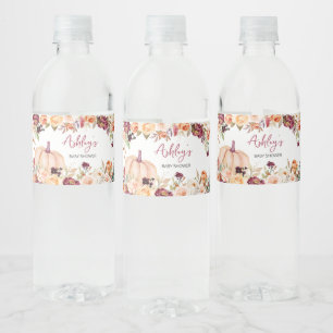 Bourgogne bloempompoen Baby shower Waterfles Etiket