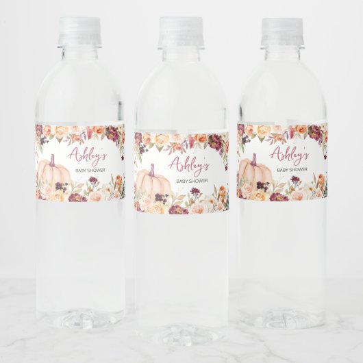 Bourgogne bloempompoen Baby shower Waterfles Etiket (Flessen)