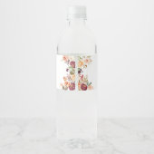 Bourgogne bloempompoen Baby shower Waterfles Etiket (Achterkant)