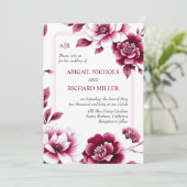 Bourgogne bloemstuk, drievoudige grens bruiloft kaart (Staand voorkant)