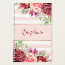 Bourgogne Bloesem Blush Roze Strepen Monogram