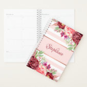 Bourgogne Bloesem Blush Roze Strepen Monogram Planner (Display)