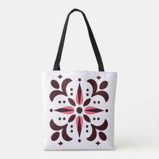 Bourgogne Bloom Geometrische Canvas tas (Achterkant)