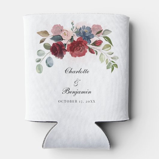 Bourgogne Bloom Rustieke Bloemen Bruiloft Blikjeskoeler (Achterkant)