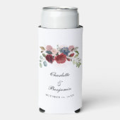 Bourgogne Bloom Rustieke Bloemen Bruiloft Seltzer Blikjeskoeler (Seltzer Voorkant)