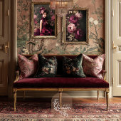 Bourgogne Blooms, Dark Moody, Peony Floral Tissuepapier